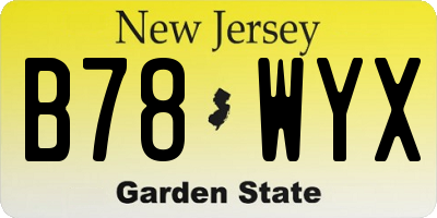 NJ license plate B78WYX