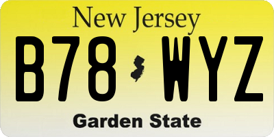 NJ license plate B78WYZ