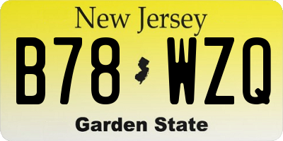 NJ license plate B78WZQ