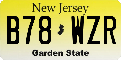NJ license plate B78WZR