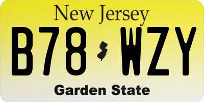 NJ license plate B78WZY