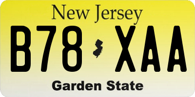 NJ license plate B78XAA