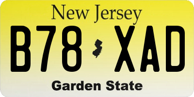 NJ license plate B78XAD