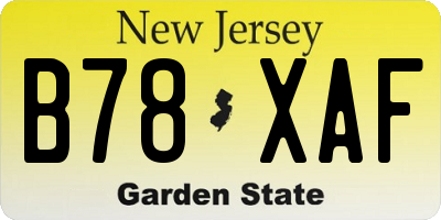 NJ license plate B78XAF