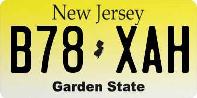 NJ license plate B78XAH