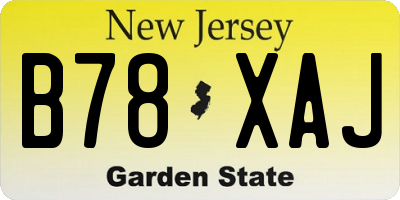 NJ license plate B78XAJ