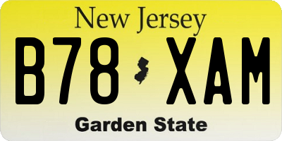 NJ license plate B78XAM