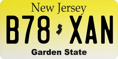 NJ license plate B78XAN