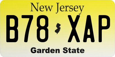 NJ license plate B78XAP