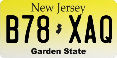 NJ license plate B78XAQ