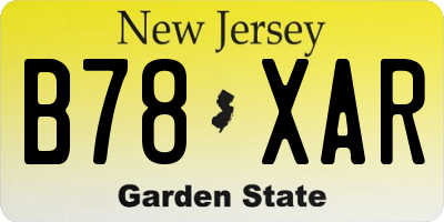 NJ license plate B78XAR