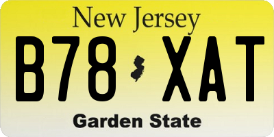 NJ license plate B78XAT