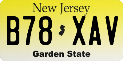 NJ license plate B78XAV