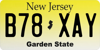 NJ license plate B78XAY