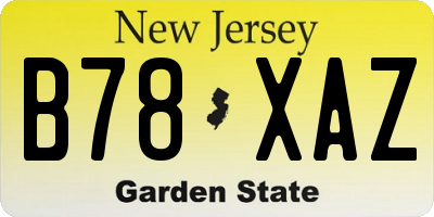 NJ license plate B78XAZ
