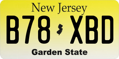 NJ license plate B78XBD