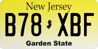 NJ license plate B78XBF