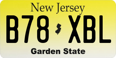 NJ license plate B78XBL
