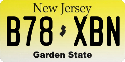 NJ license plate B78XBN
