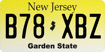 NJ license plate B78XBZ