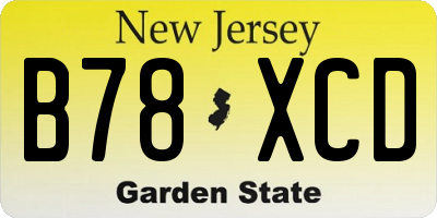 NJ license plate B78XCD