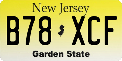 NJ license plate B78XCF