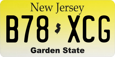 NJ license plate B78XCG