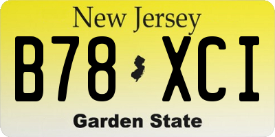 NJ license plate B78XCI