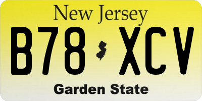 NJ license plate B78XCV