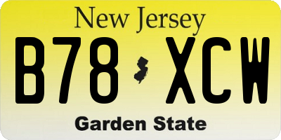 NJ license plate B78XCW