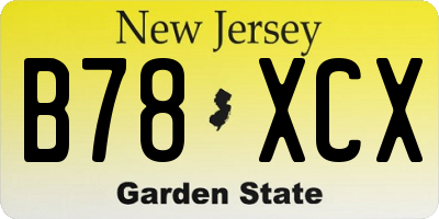 NJ license plate B78XCX