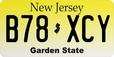 NJ license plate B78XCY