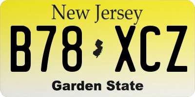 NJ license plate B78XCZ