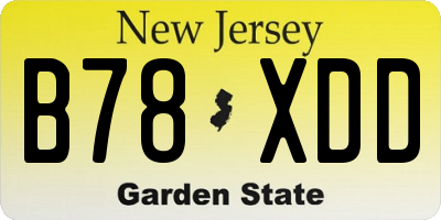 NJ license plate B78XDD