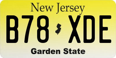 NJ license plate B78XDE