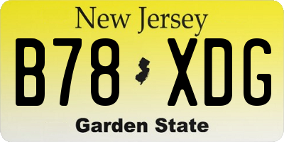 NJ license plate B78XDG