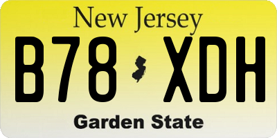 NJ license plate B78XDH