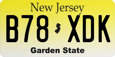 NJ license plate B78XDK