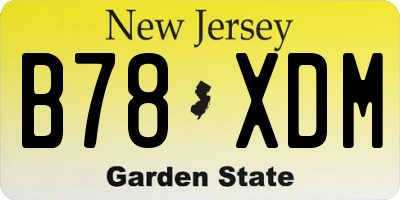 NJ license plate B78XDM