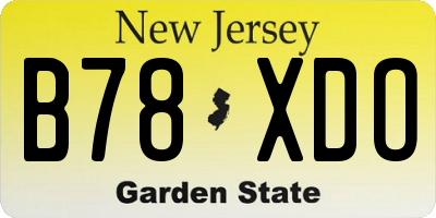 NJ license plate B78XDO