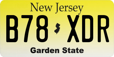 NJ license plate B78XDR