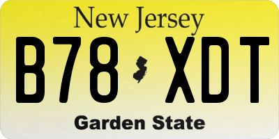 NJ license plate B78XDT