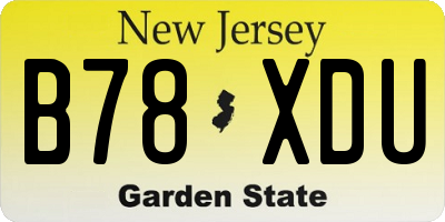 NJ license plate B78XDU