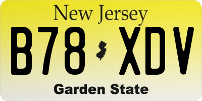NJ license plate B78XDV