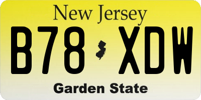 NJ license plate B78XDW
