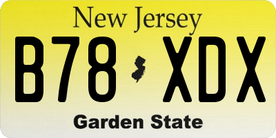 NJ license plate B78XDX