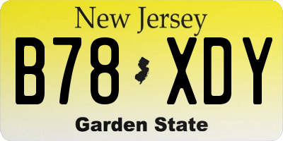NJ license plate B78XDY