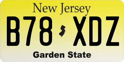 NJ license plate B78XDZ