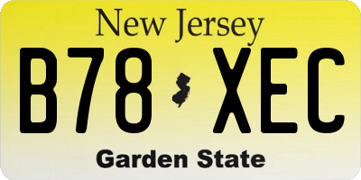NJ license plate B78XEC