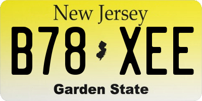 NJ license plate B78XEE